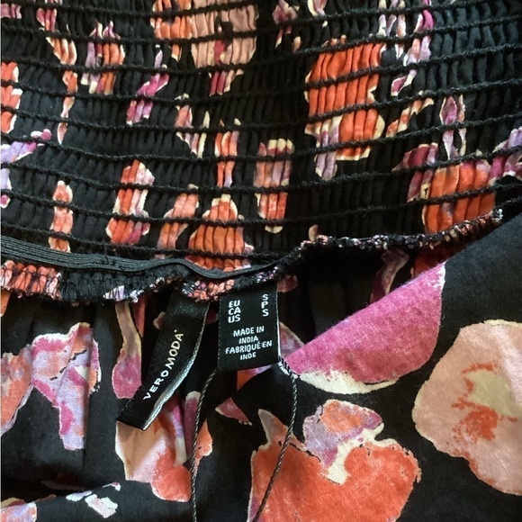 NWOT Vero Moda Floral Singlet Short Volume Dress Black/Neo - Picture 5 of 5